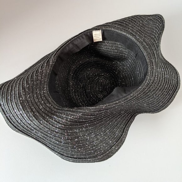 Black sparkle floppy beach hat - Picture 3 of 3